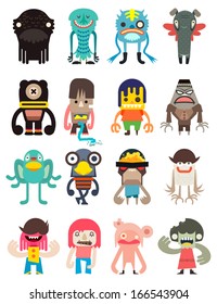 Vector cute monsters collection, illustrator cartoon set monsters.