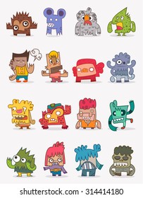 Vector cute monsters collection, illustrator cartoon set monsters