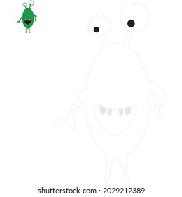 Vector cute monsters. Funny line hand-drawn aliens for coloring pages. Flat vector illustration.