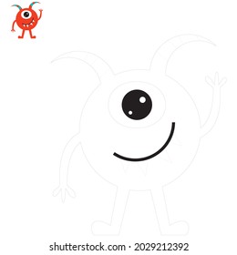 Vector cute monsters. Funny line hand-drawn aliens for coloring pages. Flat vector illustration.