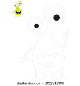 Hermosos monstruos vectores. Linea divertida de extraterrestres dibujados a mano para colorear páginas. Ilustración vectorial plana.