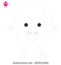 Vector cute monsters. Funny line hand-drawn aliens for coloring pages. Flat vector illustration.
