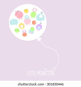 Vector cute monsters set collection isolated on white background. Cute background.