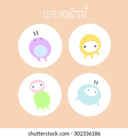 Vector cute monsters set collection isolated on white background. Cute background.