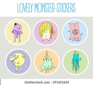 Vector Cute Monsters Stickers