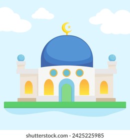 Vektor Nette Moschee Blau Hintergrund