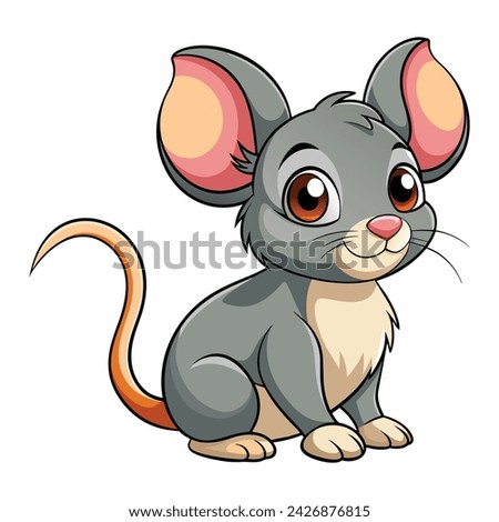 Vector of cute mouse cartoon illustration on white.