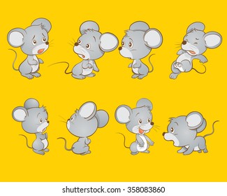 Vector of Cute mouse many actions