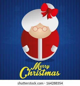 Vector Cute Mrs Claus Isolated With Blue Background