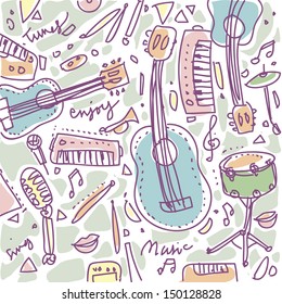 vector cute music instruments