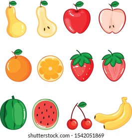 Vector cute, natural and fresh fruit design