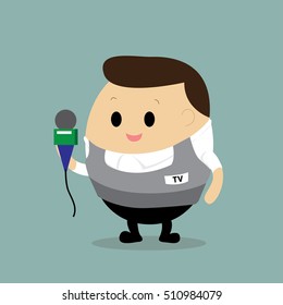 Vector of cute news reporter