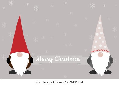 Vector cute nisse in striped  cap. illustration, beautiful Christmas design elements.