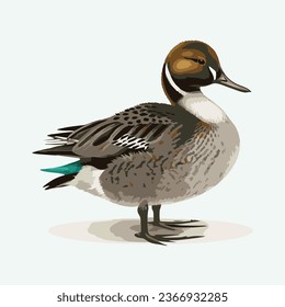 vector cute northern pintail bird cartoon style 