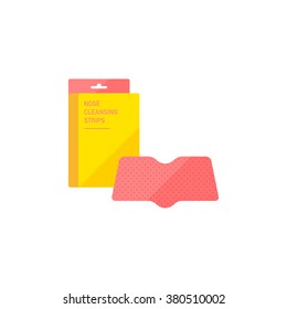 vector cute nose clean strips, clear-up strips / flat style, icon / pink and yellow on white