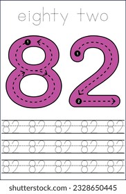  vector cute number 1- 100  tracing worksheets