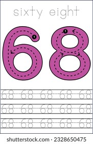  vector cute number 1- 100  tracing worksheets