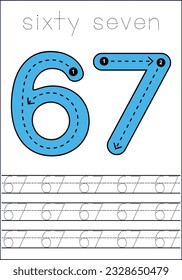  vector cute number 1- 100  tracing worksheets