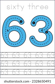 vector cute number 1- 100  tracing worksheets