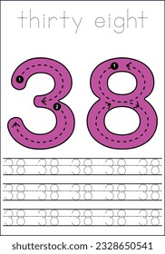  vector cute number 1- 100  tracing worksheets