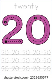 vector cute number 1- 100  tracing worksheets