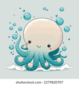 vector cute octopus cartoon style