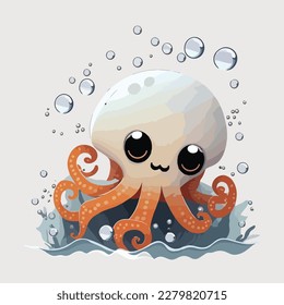 vector cute octopus cartoon style