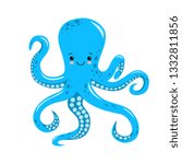Vector cute octopus illustration isolated on white background