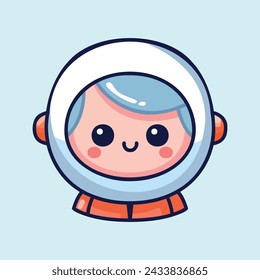 Vector cute old astronaut cartoon character illustration