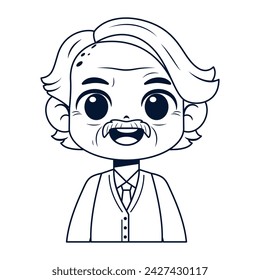 Vector Cute Old Man Avatar Grandfather Illustration Isolated