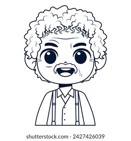 Vector Cute Old Man Beard Avatar Grandfather Illustration Isolated