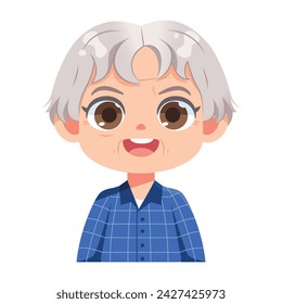 Vector Cute Old Woman Avatar Grandmother Character Illustration Isolated