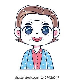 Vector Cute Old Woman Avatar Grandmother Character Illustration Isolated