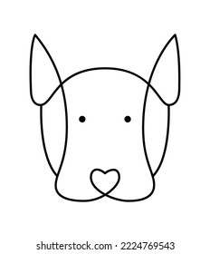 Vector cute one line dog logo. Minimalist pet in abstract hand drawn style, minimalist one line drawing. Lovely abstract minimal.