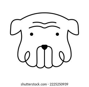 Vector cute one line dog logo. Minimalist pet in abstract hand drawn style, minimalist one line drawing. Lovely abstract minimal.