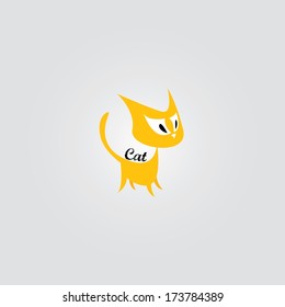 vector cute orange abstract cat icon