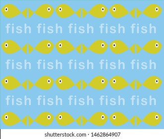 vector cute  orange fish and white fish word pattern on blue background