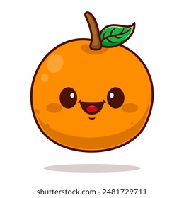 Vector lindo naranja fruta caricatura personaje kawaii ilustración