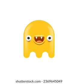 vector cute orange ghost isolated on white