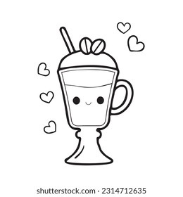 Vector cute orange juice drink on white background
