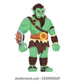 vector cute orc medieval fantasy cartoon illustration isolated