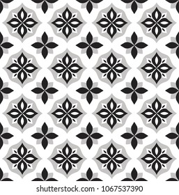 Vector Cute Ornamental Seamless Pattern. Geometric Flower Stylish Texture. Abstract Retro Tile Texture.