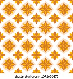 Vector Cute Ornamental Seamless Pattern. Geometric Flower Stylish Texture. Abstract Retro Tile Texture.