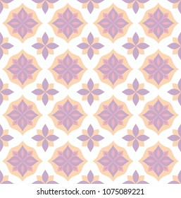 Vector Cute Ornamental Seamless Pattern. Geometric Flower Stylish Texture. Abstract Retro Tile Texture.