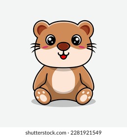 Vector cute otter sitting cartoon illustration