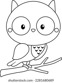 a vector of a cute owl in black and white coloring
