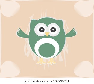 Vector cute owl card / Baby girl arrival announcement card