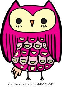 vector Cute Owl hand drawn and painted.