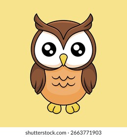Vector lindo búho ilustración dibujo de dibujos animados