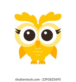 vector cute owl interested in something floral